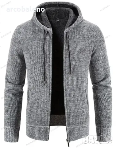 Ежедневно мъжко плетено яке с качулка и цип, 5цвята , снимка 15 - Якета - 47740924