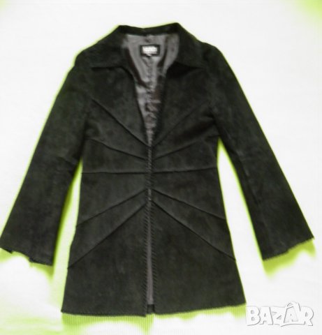 Ефектно пролетно манто от черен естествен велур М