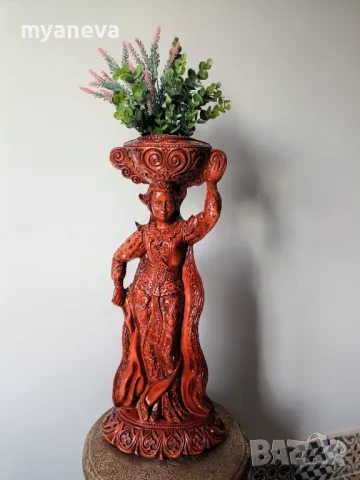 Азиатска статуетка, танцьорка, ваза за сухи цветя. , снимка 2 - Статуетки - 48759033