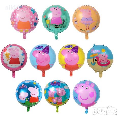 Пепа Пиг peppa pig различни кръгъл фолио фолиев балон хелий и въздух парти рожден ден, снимка 2 - Други - 26907098