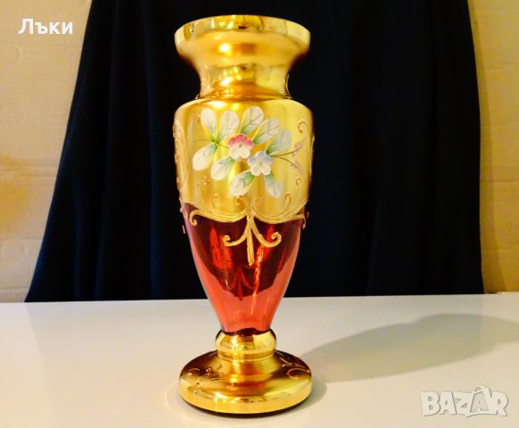 Bohemia кристална ваза,злато. , снимка 3 - Вази - 33145692