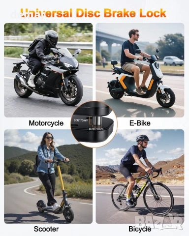 Заключване за дискова спирачка за мотоциклет, 4-цифрен код, алуминиева сплав, снимка 8 - Аксесоари и консумативи - 53429969