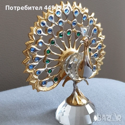 Паун от кристално стъкло, снимка 2 - Колекции - 51315575