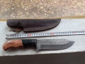 Страхотен ловен нож дамаска стомана нов с кожена кания, снимка 5