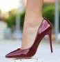  Обувки на ток - бордо лак - 16422, снимка 2