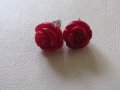 Обици-розички от корал, нови, снимка 6