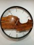 Топ Дизайнерски Рустик Голям Часовник за стена Дъб Метал Смола Ръчна изработка , снимка 1 - Стенни часовници - 40651402
