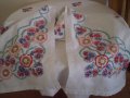 Стара ръчно бродирана памучна  покривка за маса , снимка 5