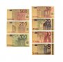 Златни Евро банкноти , Комплект 7 бр. 5,10,20,50,100,200 и 500 Евро , Euro, снимка 3