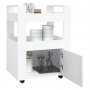 Кухненска количка, бяла, 60x45x80 см, инженерно дърво, снимка 3
