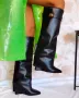 Ботуши на платформа - черна кожа, снимка 3