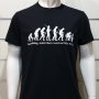 Нова мъжка тениска с трансферен печат Човешка еволюция в черен цвят, снимка 8