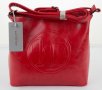 Червена дамска чанта за рамо марка Ines Delaure