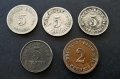 Монети. Германия.Много стари райх монети. 2 и 5 пфенига. 1890, 1899,1904, 1914,1922 година
