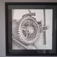 Картина, графика, "Части от стари локомотиви 2", рамкирана под стъкло, снимка 1 - Картини - 43311618