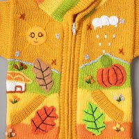 Перуанска детска жилетка, цвят горчица, размери от 0 до 7 години, снимка 3 - Детски пуловери и жилетки - 37346229