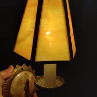 стенен бронзов аплик със стъклен витражен лампион, снимка 5 - Декорация за дома - 43613219