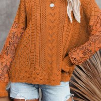 Дамски пуловер с дълъг ръкав с изрязани венчелистчета, 3цвята - 023, снимка 7 - Блузи с дълъг ръкав и пуловери - 39343746