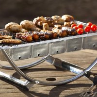 Asado Grill BBQ Dual Преносимо Барбекю,двойна стоманена рамка за незабавна скара/дървени въглища, снимка 1 - Барбекюта - 43727171