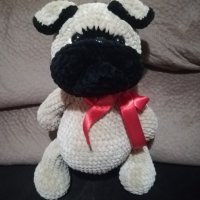 Плетено куче-Мопс, снимка 1 - Плюшени играчки - 43491051