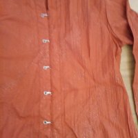 Елегантна дамска оранжева риза с камъчета и ексцентрично закопчаване, снимка 6 - Ризи - 38844508