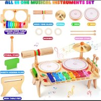 Дървена играчка Монтесори музикална маса  7 в 1 дървен Ксилофон Детски барабани , снимка 7 - Музикални играчки - 43762029