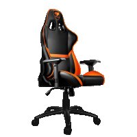 Геймърски стол COUGAR Armor S Ергономичен геймърски стол Черно - оранжев Дишащата PVC кожа, снимка 4 - Столове - 33391541