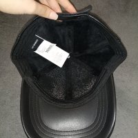 Унисекс кожена шапка с козирка в черен цвят, снимка 14 - Шапки - 43554075