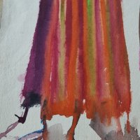 Калина Тасева Родопски носий Смолян 1971г акварел, снимка 4 - Картини - 38540647