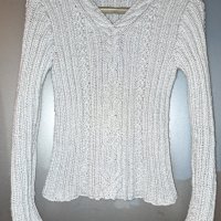 Уникален дамски зимен пуловер, ръчно плетиво, размер S, снимка 2 - Блузи с дълъг ръкав и пуловери - 43991394