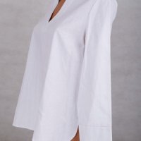 Ленена дамска блуза в бяло Enny - M, снимка 4 - Блузи с дълъг ръкав и пуловери - 43114934
