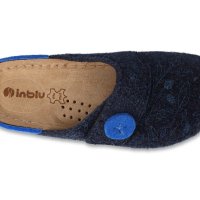 Inblu Луксозни дамски домашни чехли с кожена стелка, Сини, снимка 4 - Пантофи - 43393925