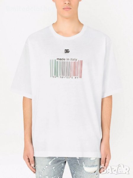 D&G Dolce and Gabbana Barcode Embroidered Logo Oversized Мъжка Тениска size 44 (M / L) и 48 (XL), снимка 1