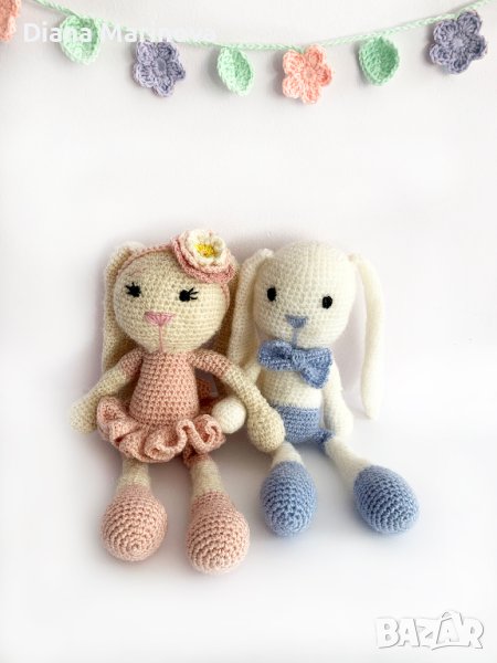 Детска играчка зайче, ръчна изработка, плетени играчки, подарък за дете , снимка 1