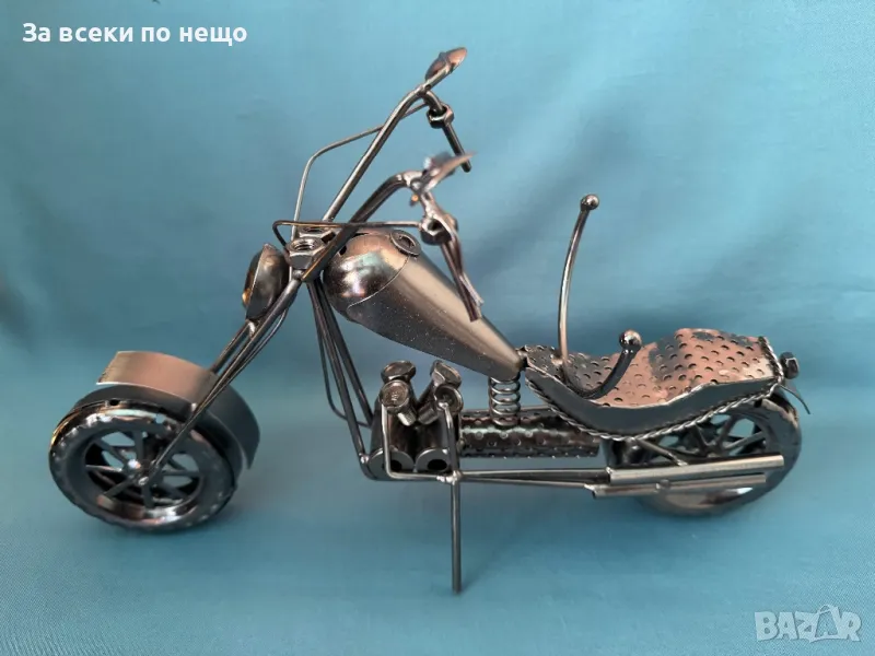 Много красив мотор ръчна изработка , ИЗЦЯЛО МЕТАЛЕН мотоциклет , поставка за бутилка, снимка 1