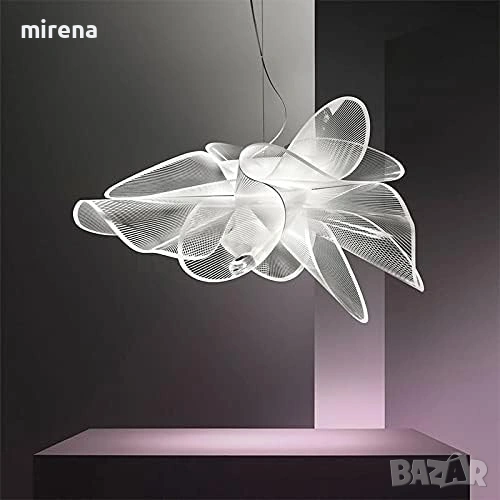 Висяща лампа за таван скандинавски ЛЕД LED полилей дизайн с бяла мрежа, снимка 1