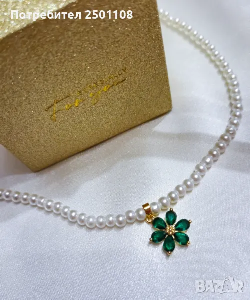 Перлено колие с кристално цвете, снимка 1