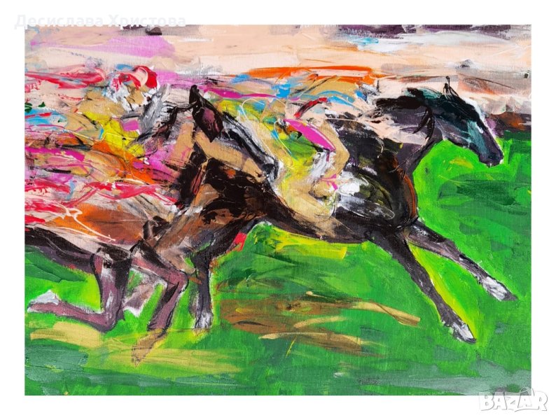 Коне, акрил върху платно, 70х50см., снимка 1
