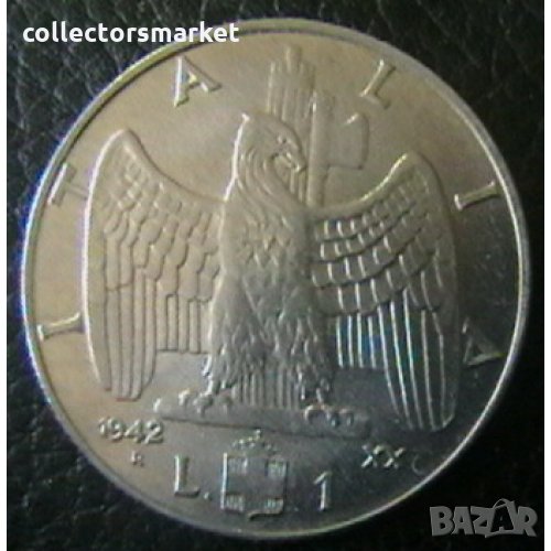 1 лира 1942 (XX), Италия, снимка 1