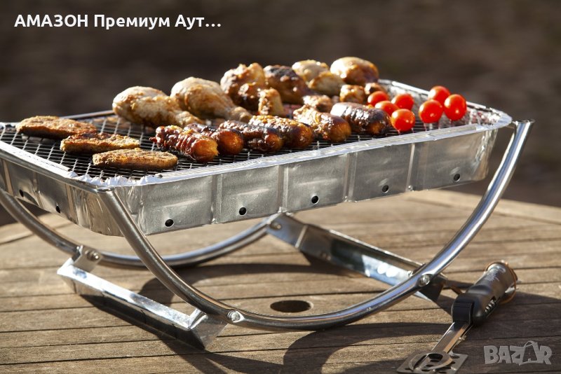 Asado Grill BBQ Dual Преносимо Барбекю,двойна стоманена рамка за незабавна скара/дървени въглища, снимка 1