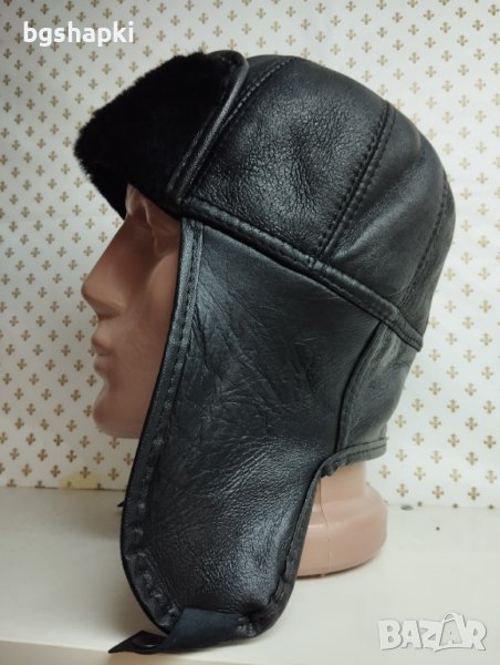 Мъжка кожена шапка ушанка лукс-60, снимка 1
