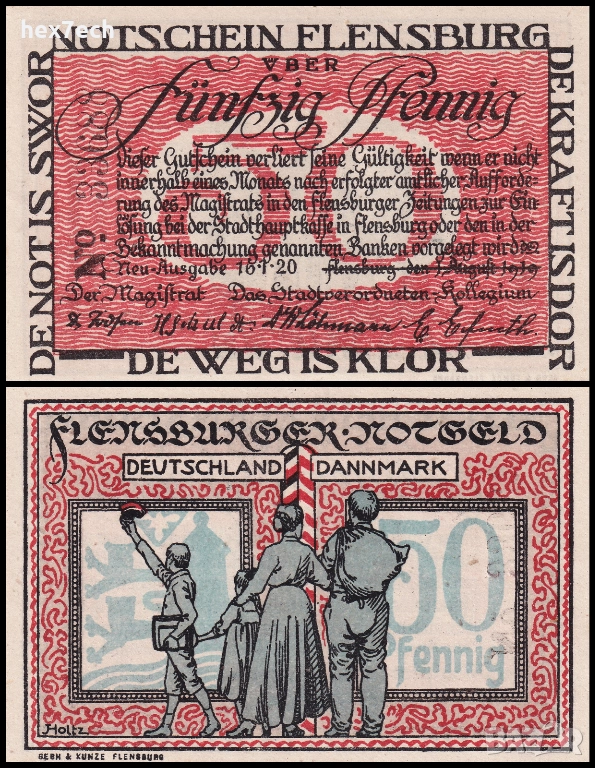 ❤️ Германия Flensburg 1920 50 пфенинга UNC нова ❤️, снимка 1