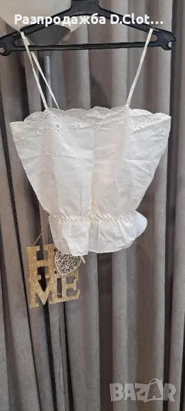 Бял топ с тънки презрамки, снимка 1