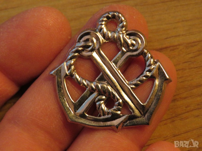 Военен вензел сребърен Щабен ВМС българска армия - 1 бр. - за ценители и колекционери., снимка 1