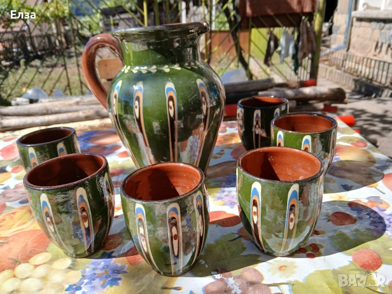 Керамичен сервиз за вино от соца, снимка 1