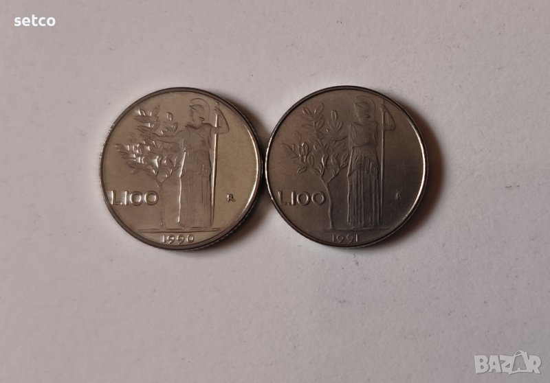 Италия лот 50 лири 1990 и 1991 година  ж101, снимка 1