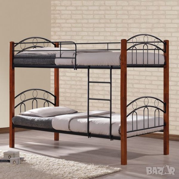 Двуетажно легло дърво и метал , снимка 1