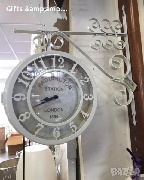 Стенен часовник тип гаров - метален, в бяло, снимка 1