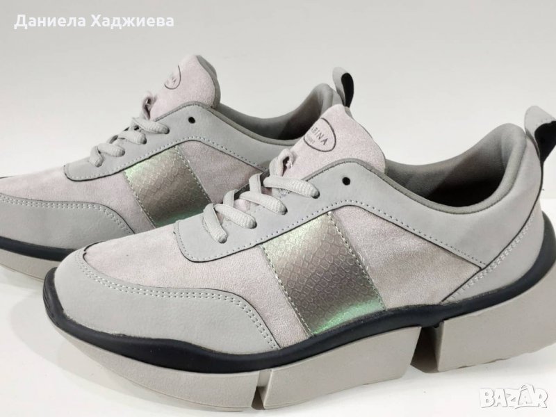 Сиви маратонки с ефектна подметка-естествен велур 39-40 номер, снимка 1