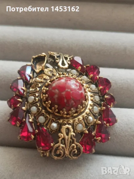 Чешка старинна брошка , снимка 1